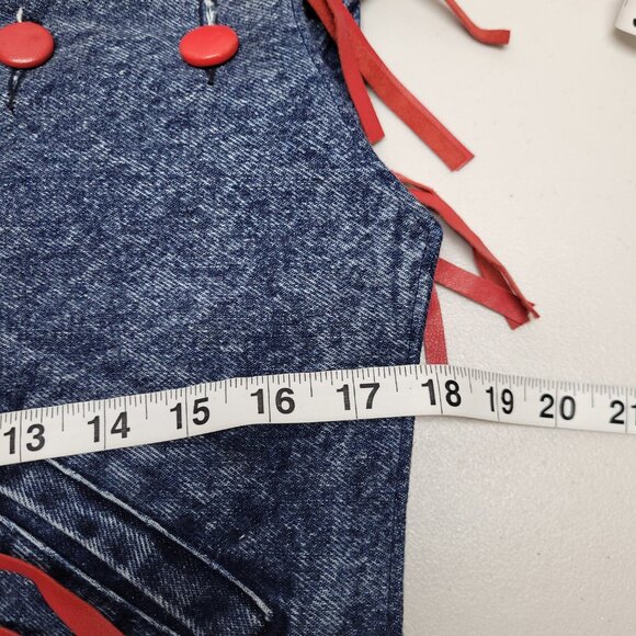 Vintage 80's Diamond Denim & Leather Jacket Western Cowgirl Fringe - Picture 4 of 6